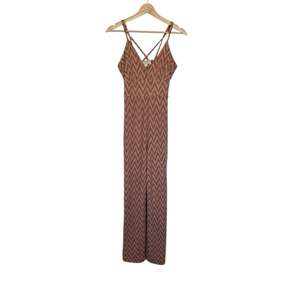 No Comment Women's Chevron Strappy Back Jumpsuit Multicolor Size Small - Picture 3 of 7